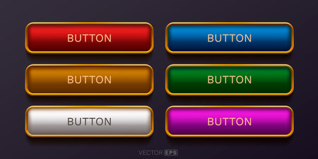 Colorful glossy web buttons with golden frame.のイラスト素材