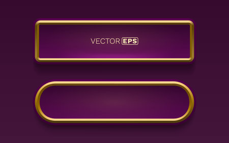 Elegant purple and gold button frames. Stylish vector elements for luxury design projects.のイラスト素材