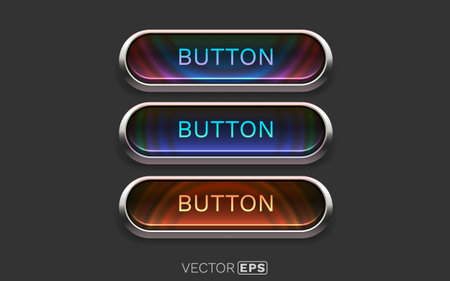 Modern glowing button set for web interface design.のイラスト素材