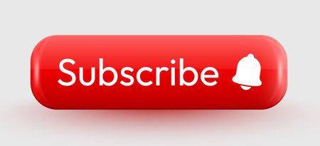 Modern red subscribe button with bell icon.のイラスト素材