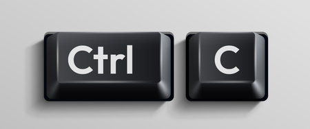 Black Ctrl and C keyboard keys representing the copy command.のイラスト素材