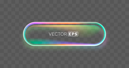 Modern iridescent glow frame with rounded corners. A vibrant design element for banners or user interfaces.のイラスト素材