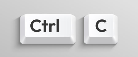White Ctrl and C keyboard keys representing the copy command.のイラスト素材