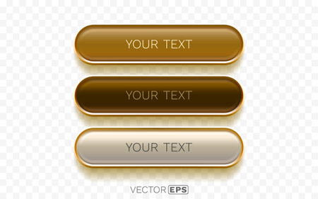 Stylish set of glossy brown and gold web buttons. Perfect for modern user interface and navigation design.のイラスト素材