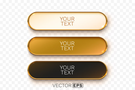 Premium golden buttons and banners for text.のイラスト素材
