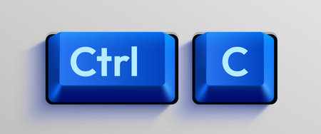 White Ctrl and C keyboard keys representing the copy command.のイラスト素材