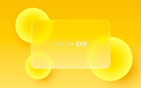 Yellow glass frame background with abstract shapes.のイラスト素材