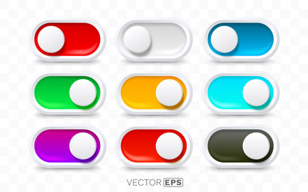 Modern colorful UI toggle switches and on-off buttons.のイラスト素材