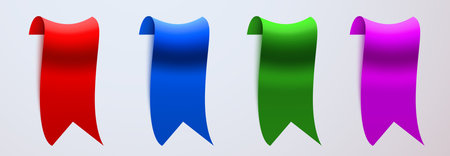Set of Colorful Realistic Ribbon Tags for Design Elements.のイラスト素材