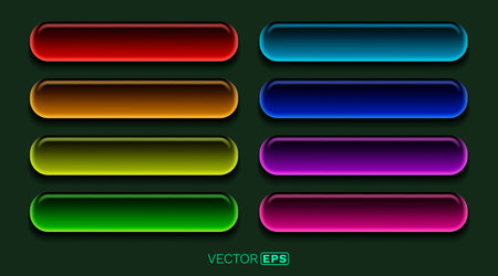 Colorful 3D Glossy Web Buttons Collection.のイラスト素材