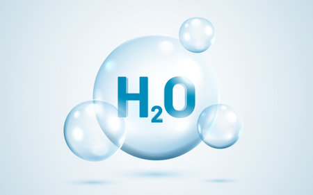 H2O water molecule in a transparent bubble.のイラスト素材