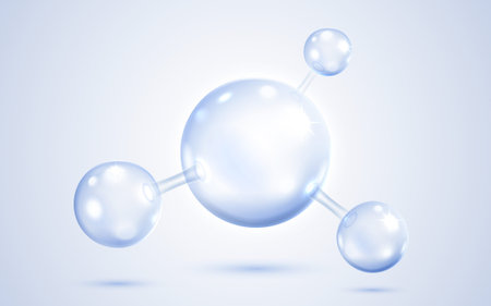 Glossy molecular structure in light blue, representing science or hydration.のイラスト素材