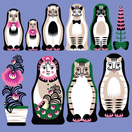 illustration on the theme of traditional Russian souvenirsのイラスト素材