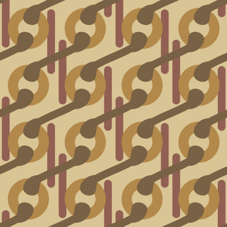 A pattern of brown and tan circles with a chain link design