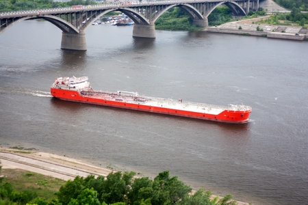 The big barge on river.の写真素材