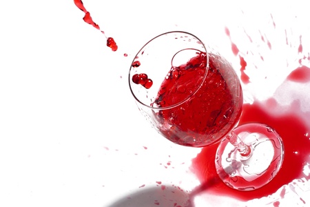 After a party. Not accurately juicy wine. Isolated over white. Copy-space.の写真素材