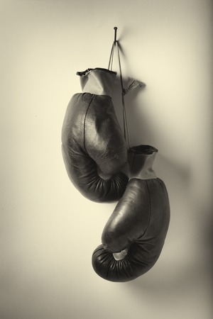 Vintage old boxing glovesの写真素材