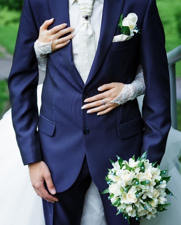 Bride hugging groom.の写真素材