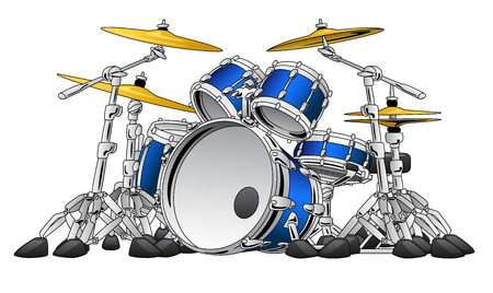 5 Piece Drum Set Musical Instrument Illustrationのイラスト素材