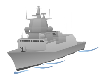 Naval Military War Ship Graphic Illustration.のイラスト素材