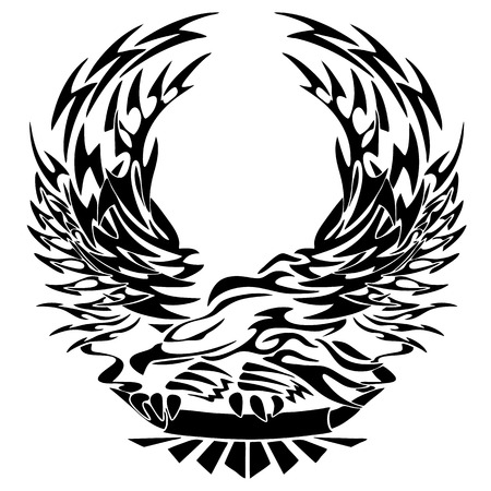 Tribal Eagle with Banner Vector Illustrationのイラスト素材