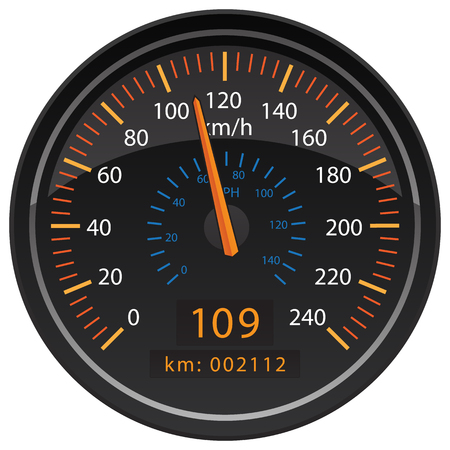 KMH Kilometers per Hour Speedometer Odometer Automotive Dashboard Gauge Vector Illustrationのイラスト素材
