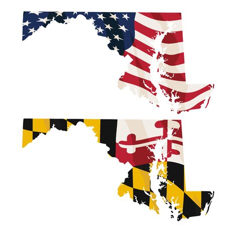 Maryland with USA flag and Maryland flag embedded isolated vector illustrationのイラスト素材