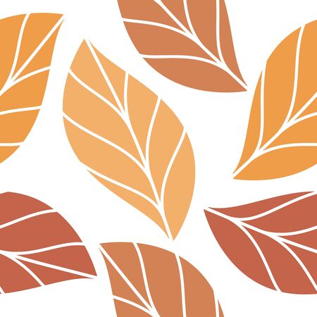 Autumn Colored Leaves Seamless Repeating Pattern Isolated Vector Illustrationのイラスト素材