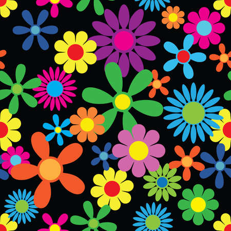 Hippie Flowers Seamless Repeating Pattern Vector Illustrationのイラスト素材