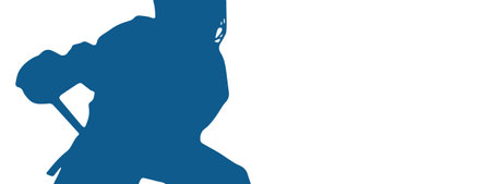 Silhouette of a young hockey player in motion against white background. Sports illustration with space for text placement, promotion, advertising, promotions, etc.のイラスト素材