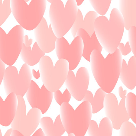 Seamless background with pale pink valentines on a white background in doodle style. vector illustration.のイラスト素材