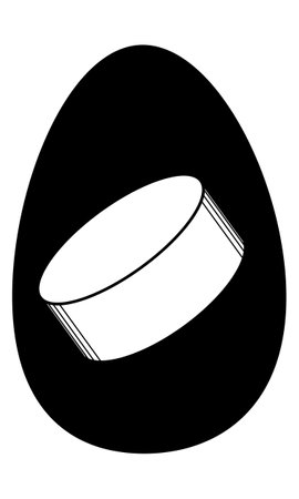 Black stencil of Easter egg with hockey puck. Clipart. isolated element.のイラスト素材