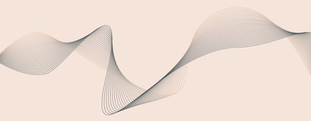 Minimal wall art with dynamic lines in muted light cofee, beige-gray tones. Place for logos, messages, text placement.のイラスト素材