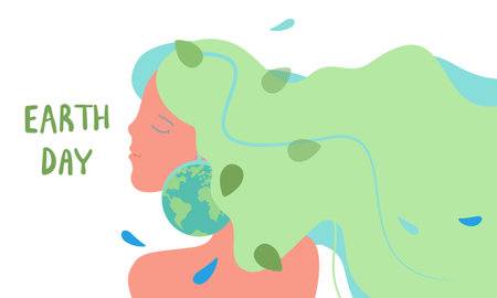 Postcard with image of Mother Earth and planet Earth.のイラスト素材