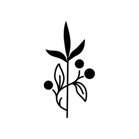 black silhouette of a plant. Clipart. isolated element.のイラスト素材