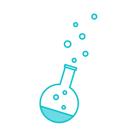 Laboratory Flask. School illustration in blue tones. icon. Clipart. isolated element.のイラスト素材