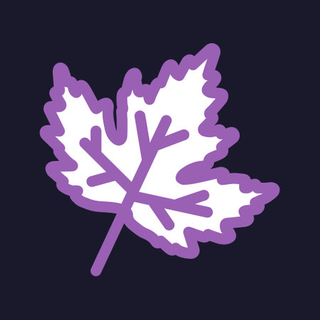 Maple Leaf icon in naive style. Halloween illustration in purple tones. Icon. Clipart. Isolated element.のイラスト素材