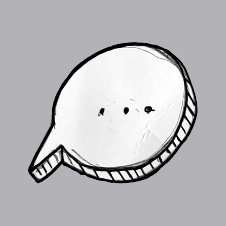 Talking bubble icon in doodle style. Hand made sketch speech bubble in the form of a round. Clipart. Isolated element.のイラスト素材