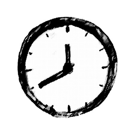 Wall Clock icon in doodle style. Hand made sketch Wall Clock. Clipart. Isolated black element on white background.のイラスト素材