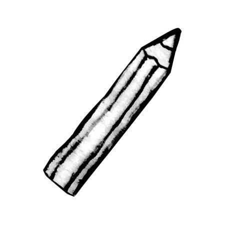 Pencil icon in doodle style. Hand made sketch pencil. Clipart. Isolated black element on white background.のイラスト素材