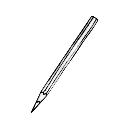 Pencil icon in doodle style. Hand made sketch pencil. Clipart. Isolated black element on white background.のイラスト素材
