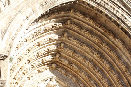 Detail of the facade of the Cathedral of Notre Dame, Paris, Franceの写真素材