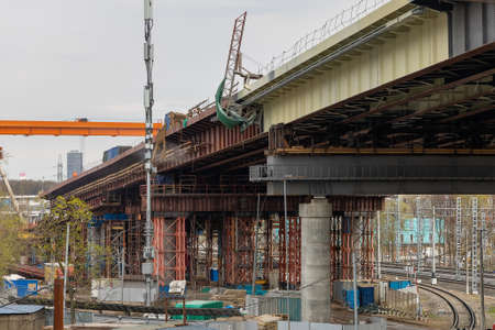 Construction of a high-speed automobile overpass. Ridding the city of traffic jams. Convenient...