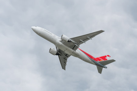 A jet passenger plane of Nordwind Airlines took off from Sheremetyevo Airport - SVO. International Airlines. Moscow region, Russia - July 22, 2015のeditorial素材
