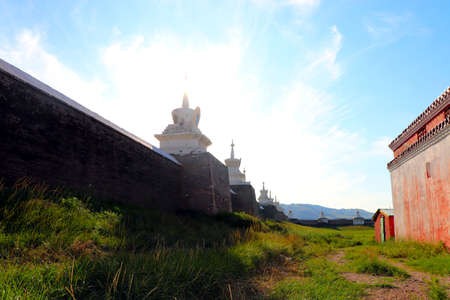 Buddhist Temple at Karakorum Monastery Mongoliaの写真素材