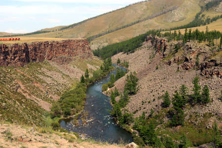 Chuluut River Canyon in Mongoliaの写真素材