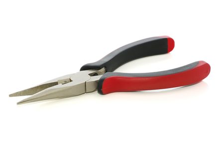 Pliers with red handle isolated on whiteの写真素材