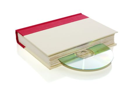 Book with CD/DVD isolated on white with clipping path, e-book concept