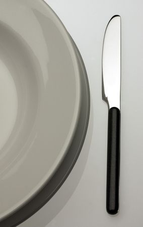 menu with plate and knifeの写真素材