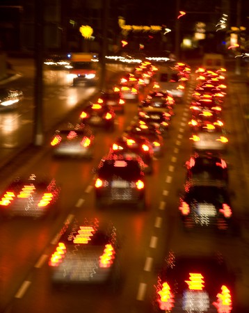 backlights of cars at the traffic lightの写真素材